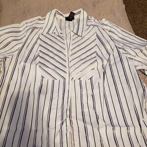LANE Bryant Tuxedo style front Striped Shirt